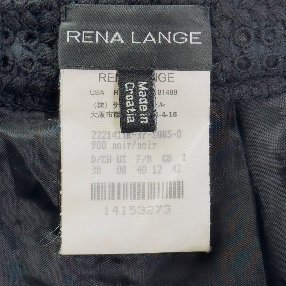 RENA LANGE Women's Textured Pencil Skirt Wool Blend Black Size 8 - Picture 7 of 10